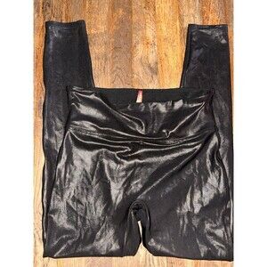 Women's Spanx Faux Leather Moto Leggings 20136R XL Nylon Black Leggings
